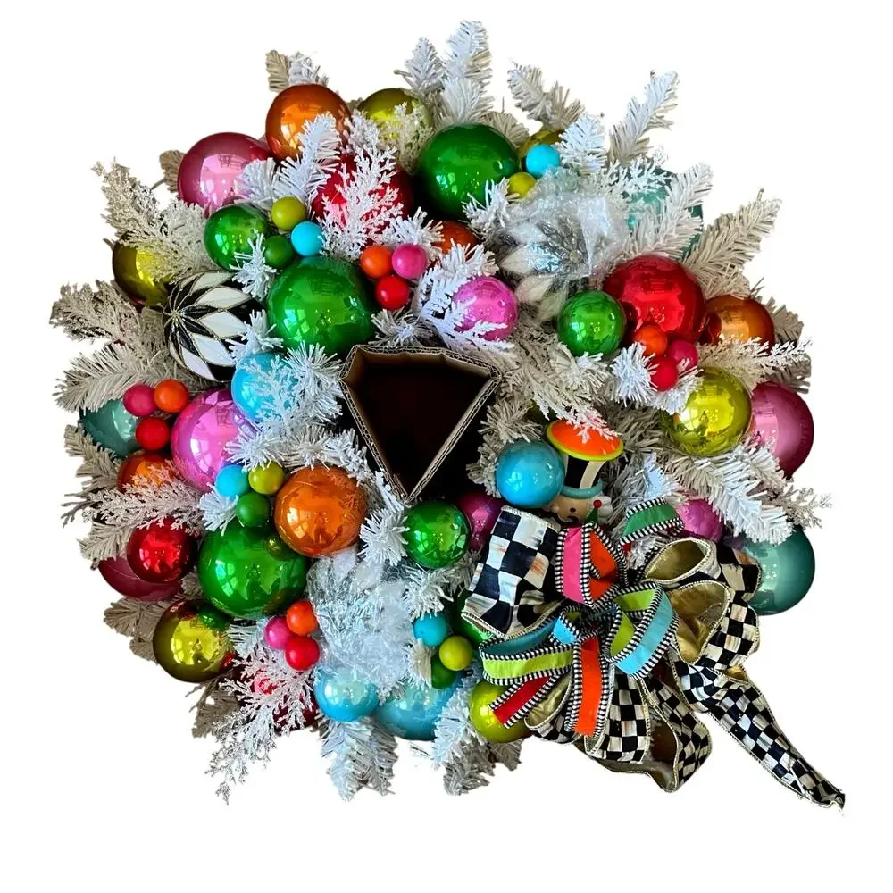 MacKenzie-Childs Confetti Christmas Wreath 28in Pop of Color Holiday Decor NEW